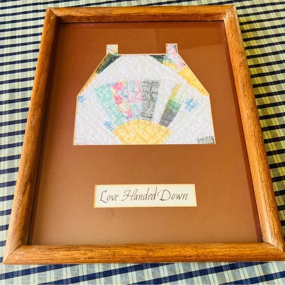 15”x12” Mat board framed Antique quilt.